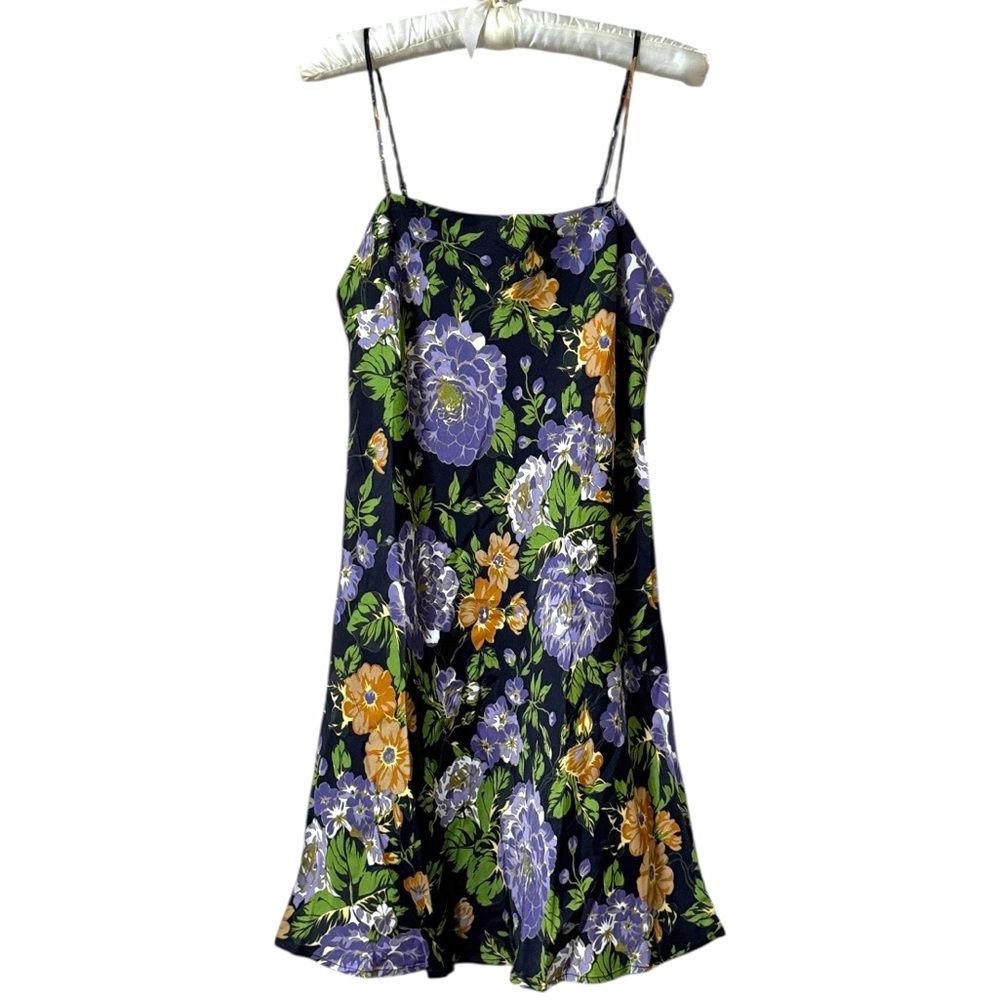 Farm Rio Capri Floral Mini Dress - Black Spaghetti Strap Sundress - Size Small